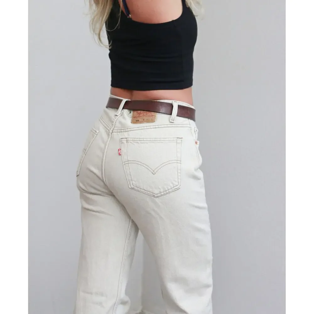1990's Levi's 501 USA Made Oatmeal Button Fly Jeans Women's SM MD 32" 33" Waist - Picture 7 of 11